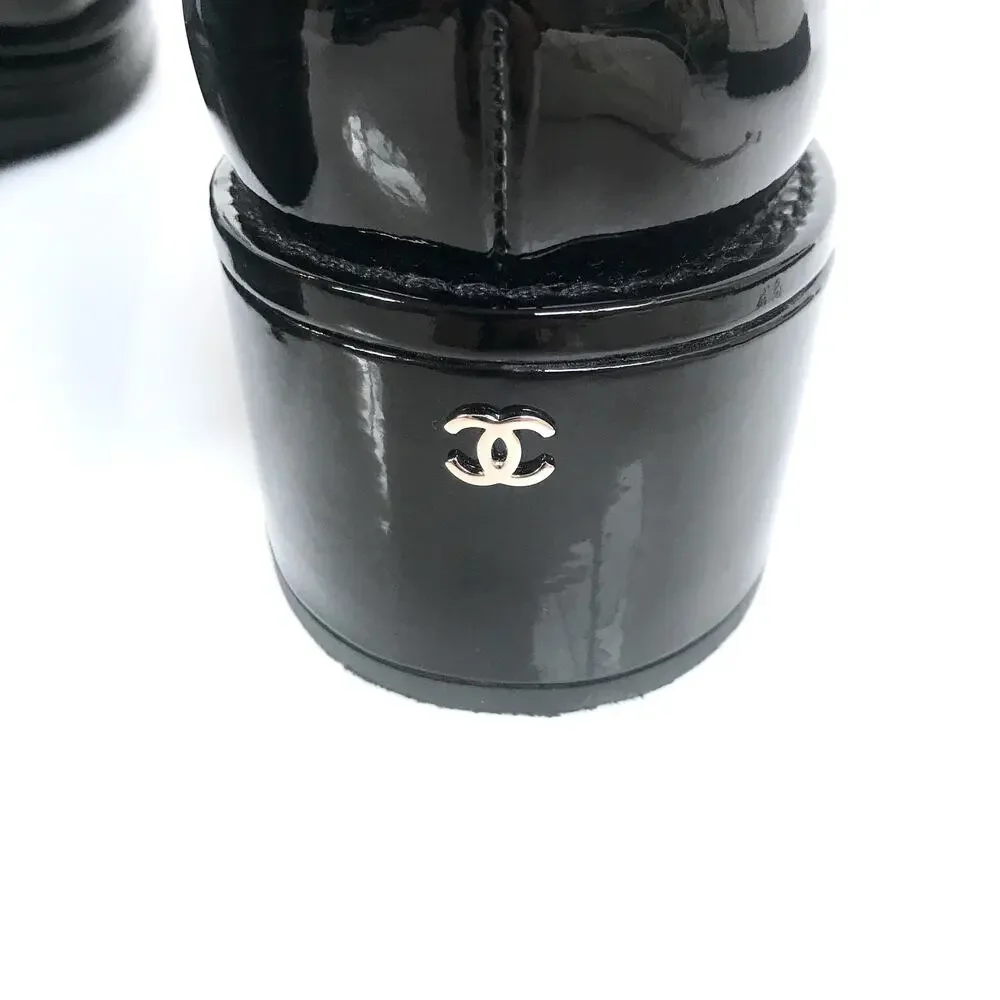 🪄100% Auth CHANEL Chunky Black Patent Pinstripe Lace Up Oxford Shoes sz 42 12 - Picture 6 of 14